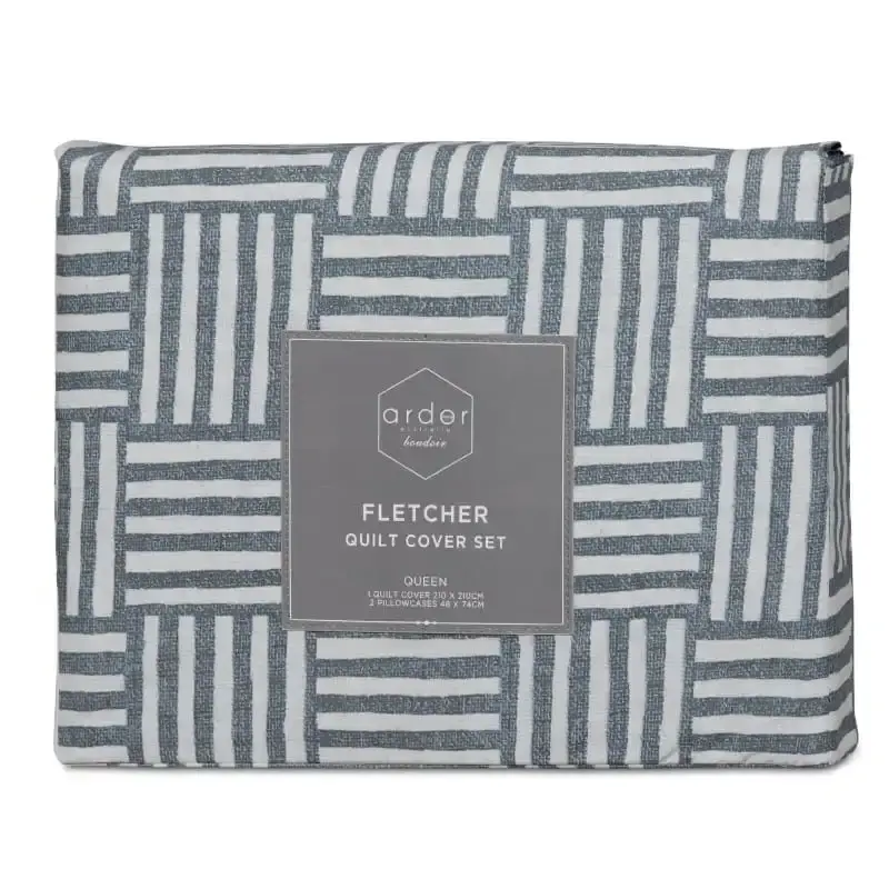 Ardor Boudoir Fletcher Printed Faded Indigo Quilt Cover Set