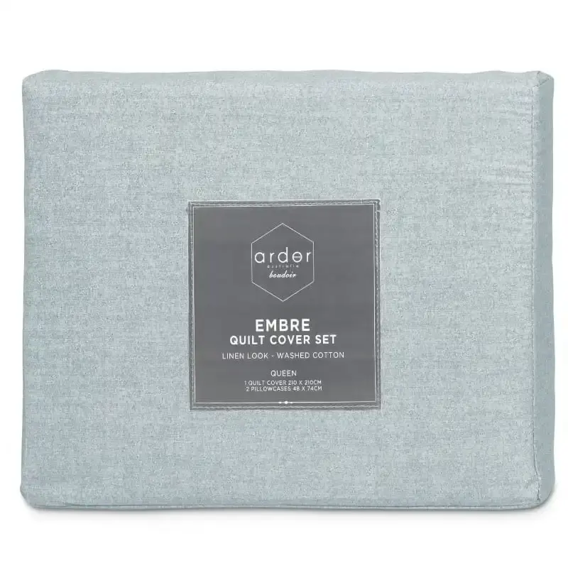 Ardor Boudoir Embre Linen Look Washed Cotton Chambray Quilt Cover Set