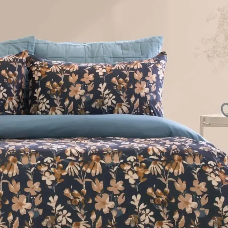 Ardor Boudoir Florentine Printed Microfibre Navy Quilt Cover Set