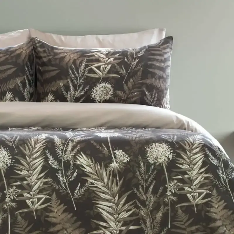 Ardor Boudoir Fir Printed Microfibre Khaki Quilt Cover Set