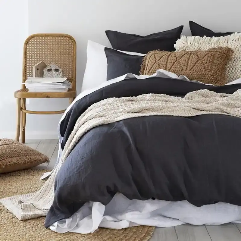 Bambury French Linen Charcoal Quilt Cover Set