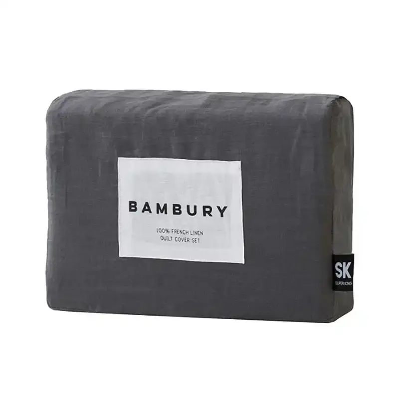 Bambury French Linen Charcoal Quilt Cover Set