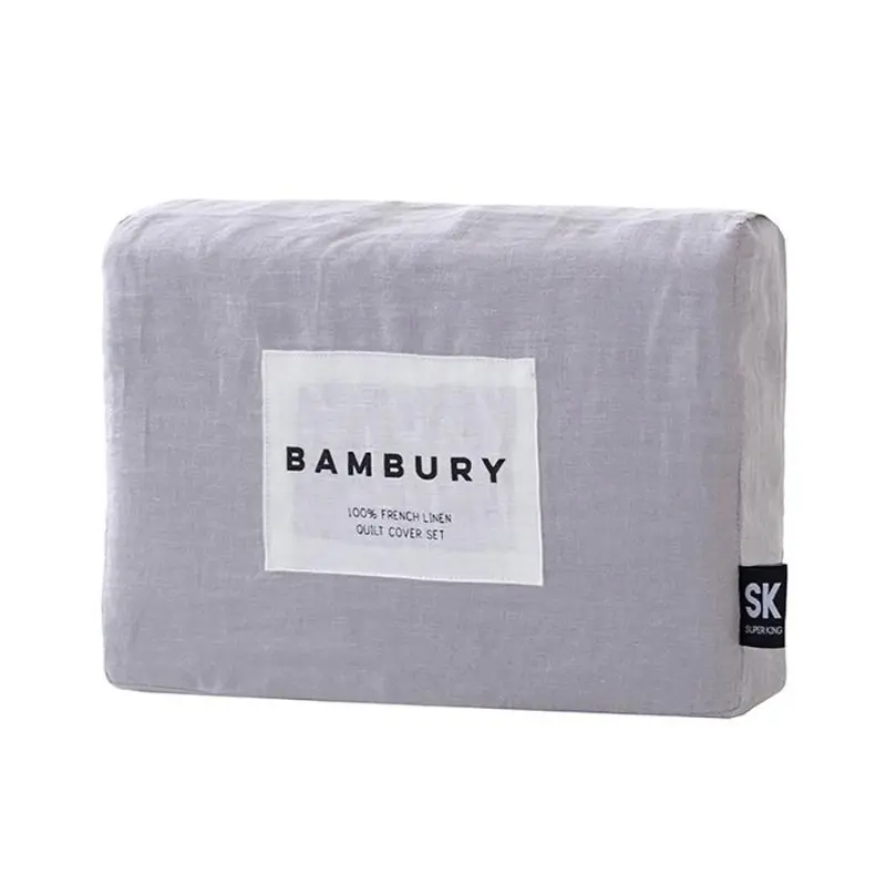 Bambury French Flax Linen Silver Quilt Cover Set