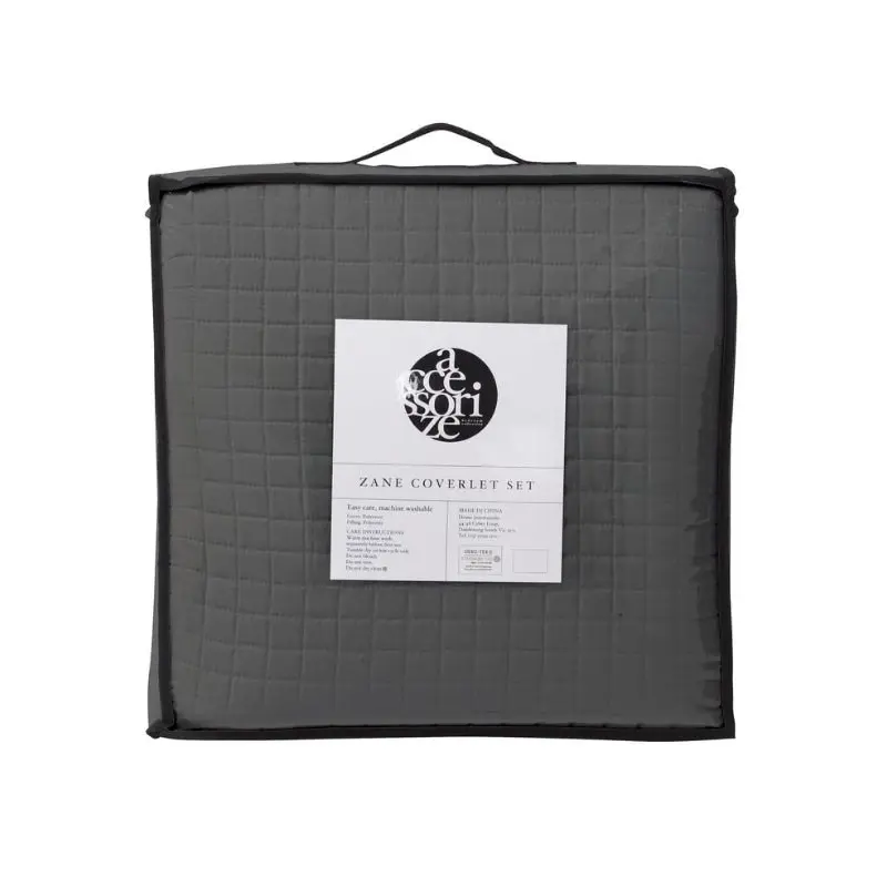 Accessorize Zane Charcoal Coverlet Set