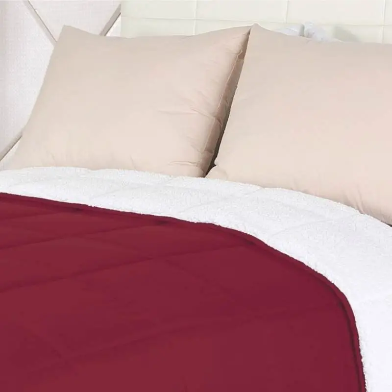 Home Fashion Reversible Plush Soft Sherpa Red Comforter