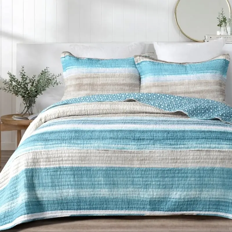 Classic Quilts Windsor Ascot Aqua Blue Coverlet Set