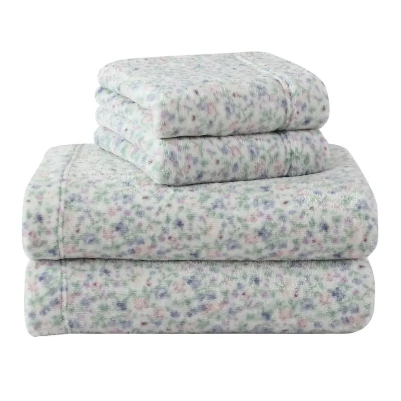 Laura Ashley Emogene Heather Flannel Fleece Sheet Set