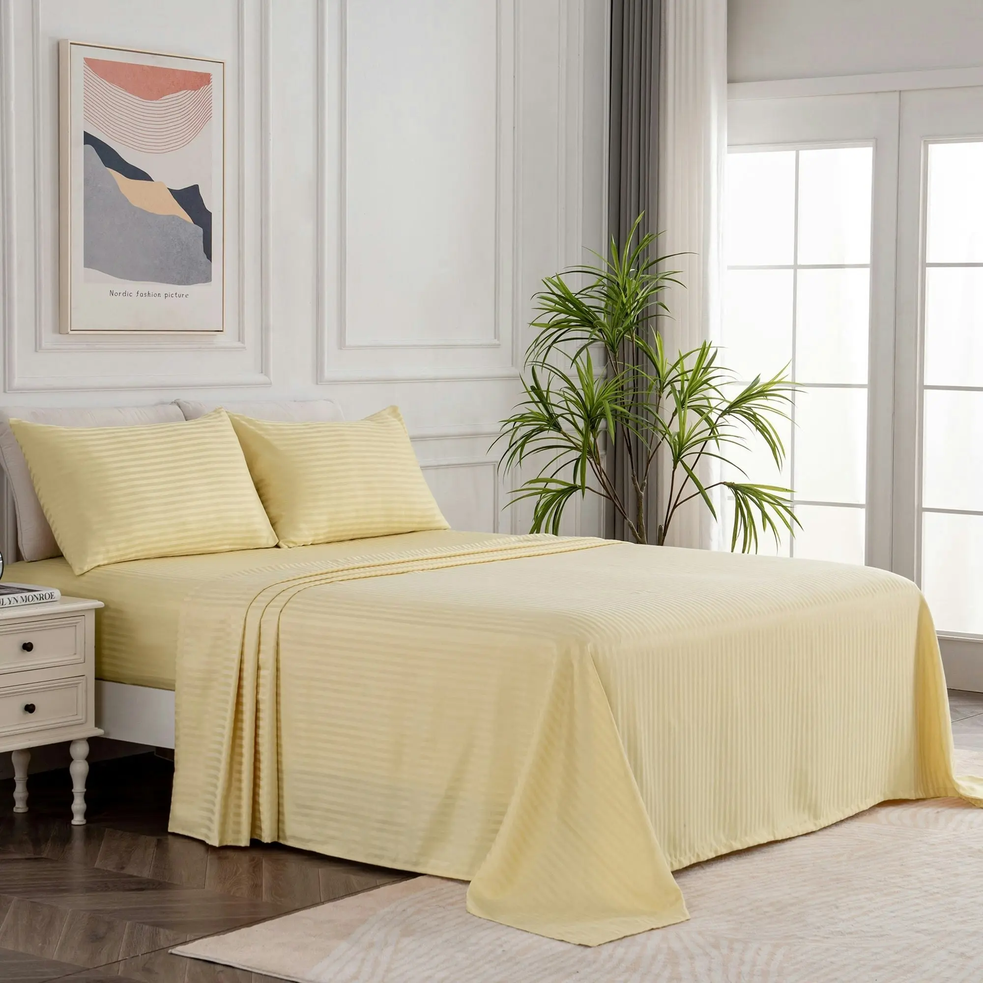 Linenova Brushed Microfibre Striped Bed Sheet Set