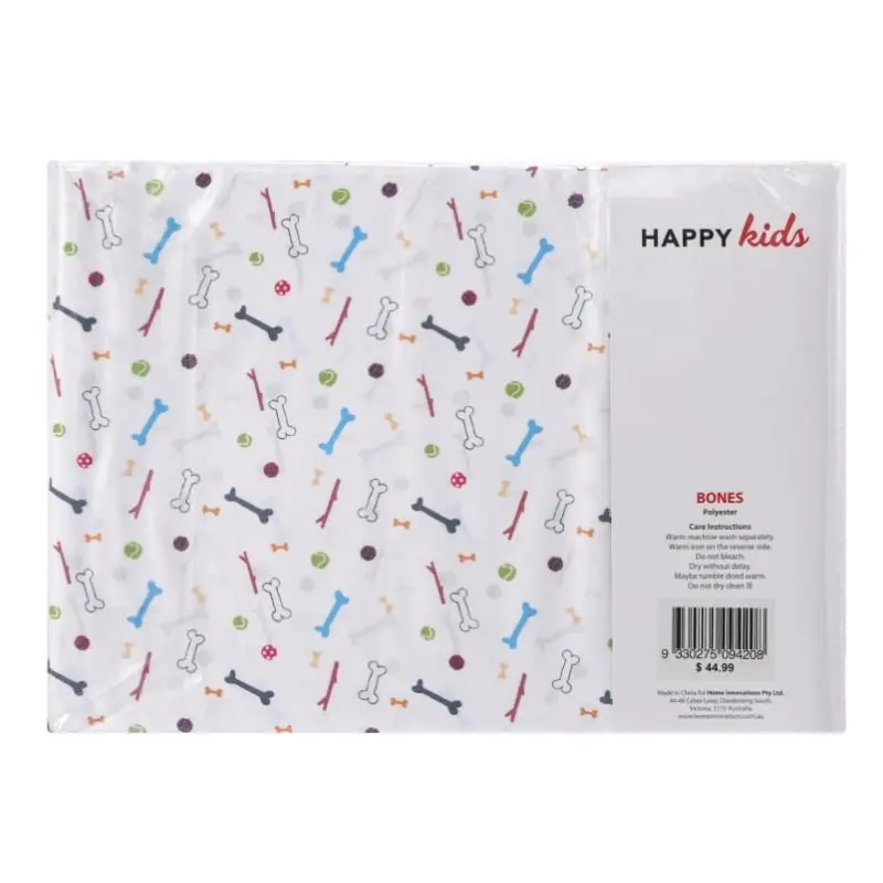 Happy Kids Bones Printed Microfibre Sheet Set