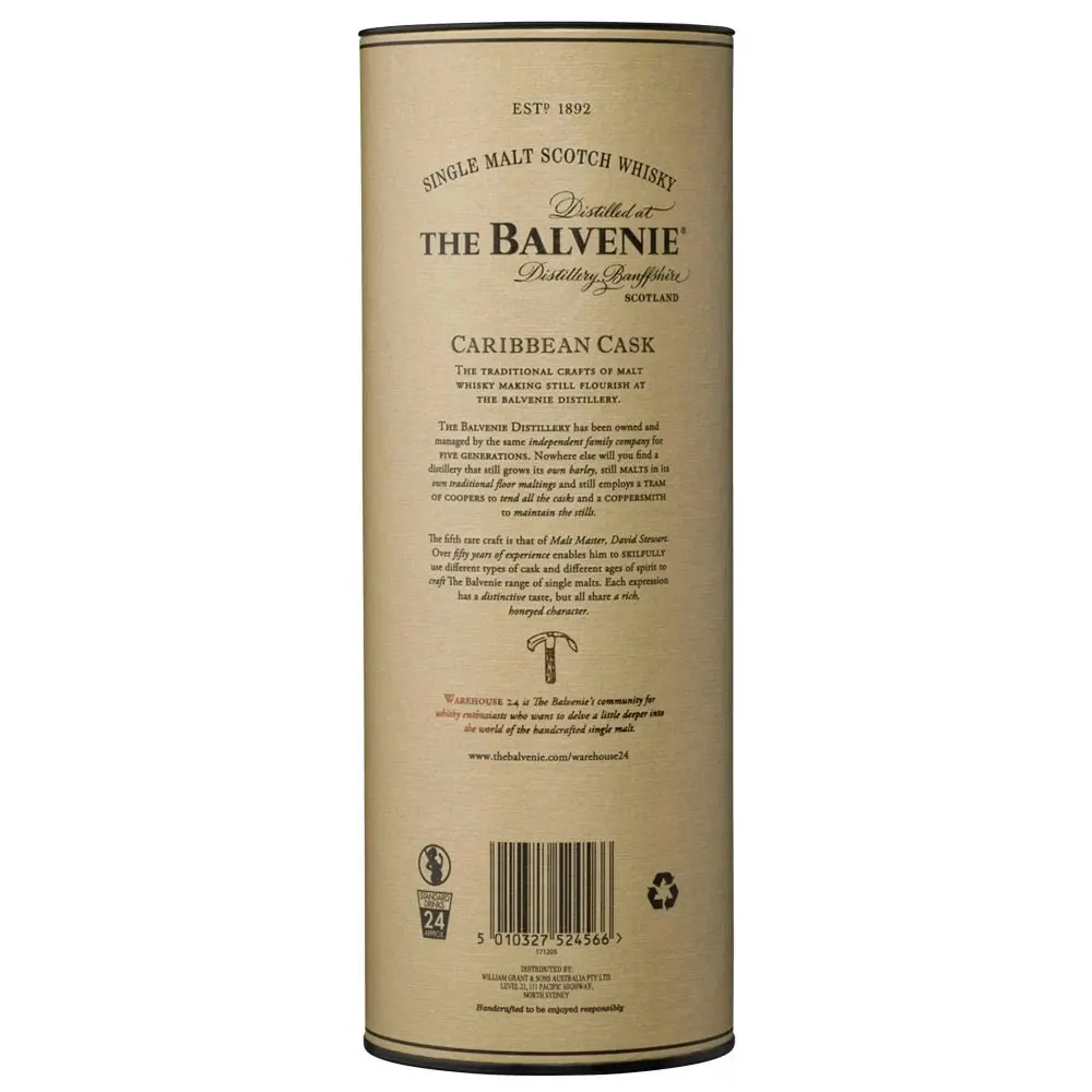 The Balvenie 14 Year Old Caribbean Cask Single Malt Scotch Whisky (700mL)