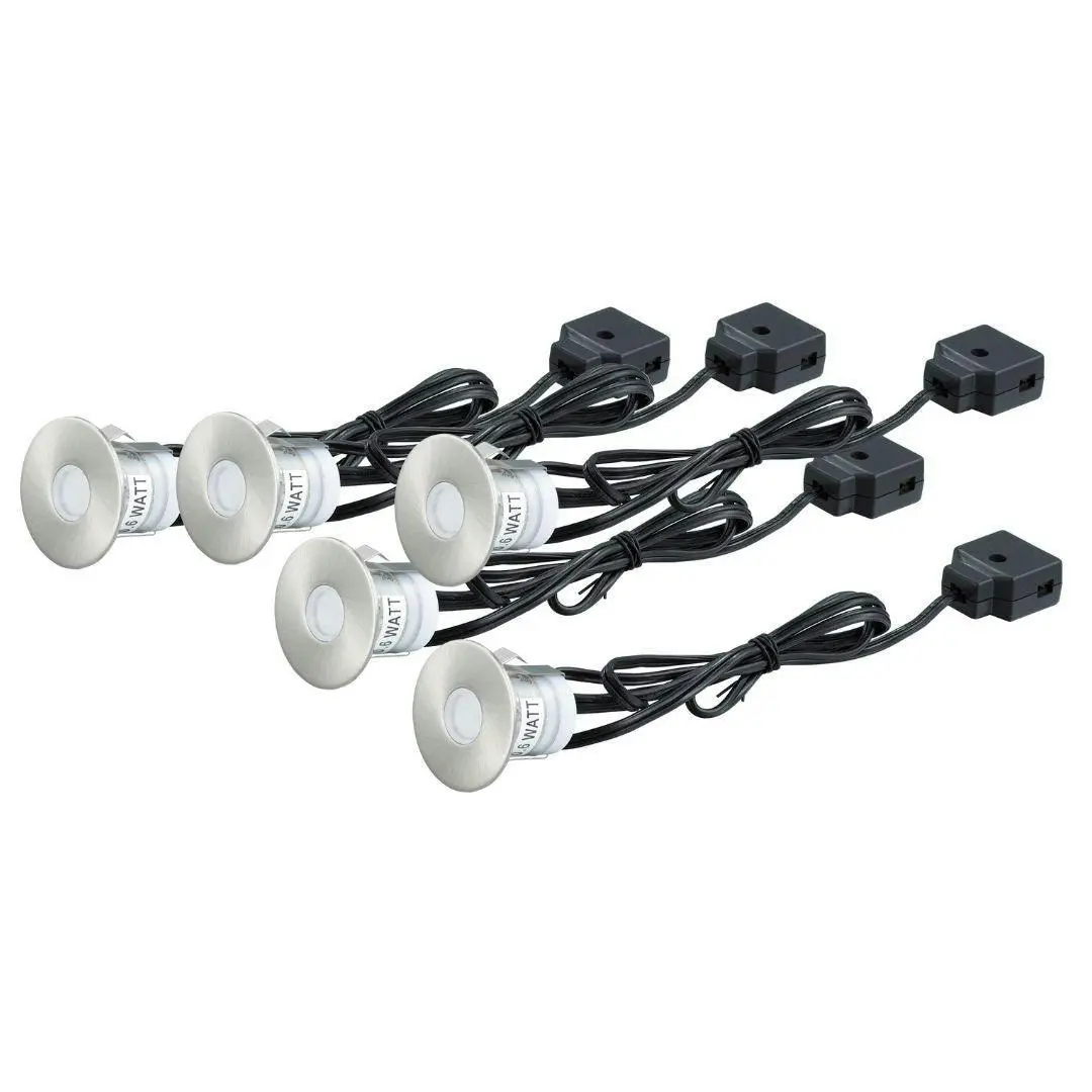 Stainless Steel - LED - Deck Lights - Round Blue - Set of 5 Including Transformer