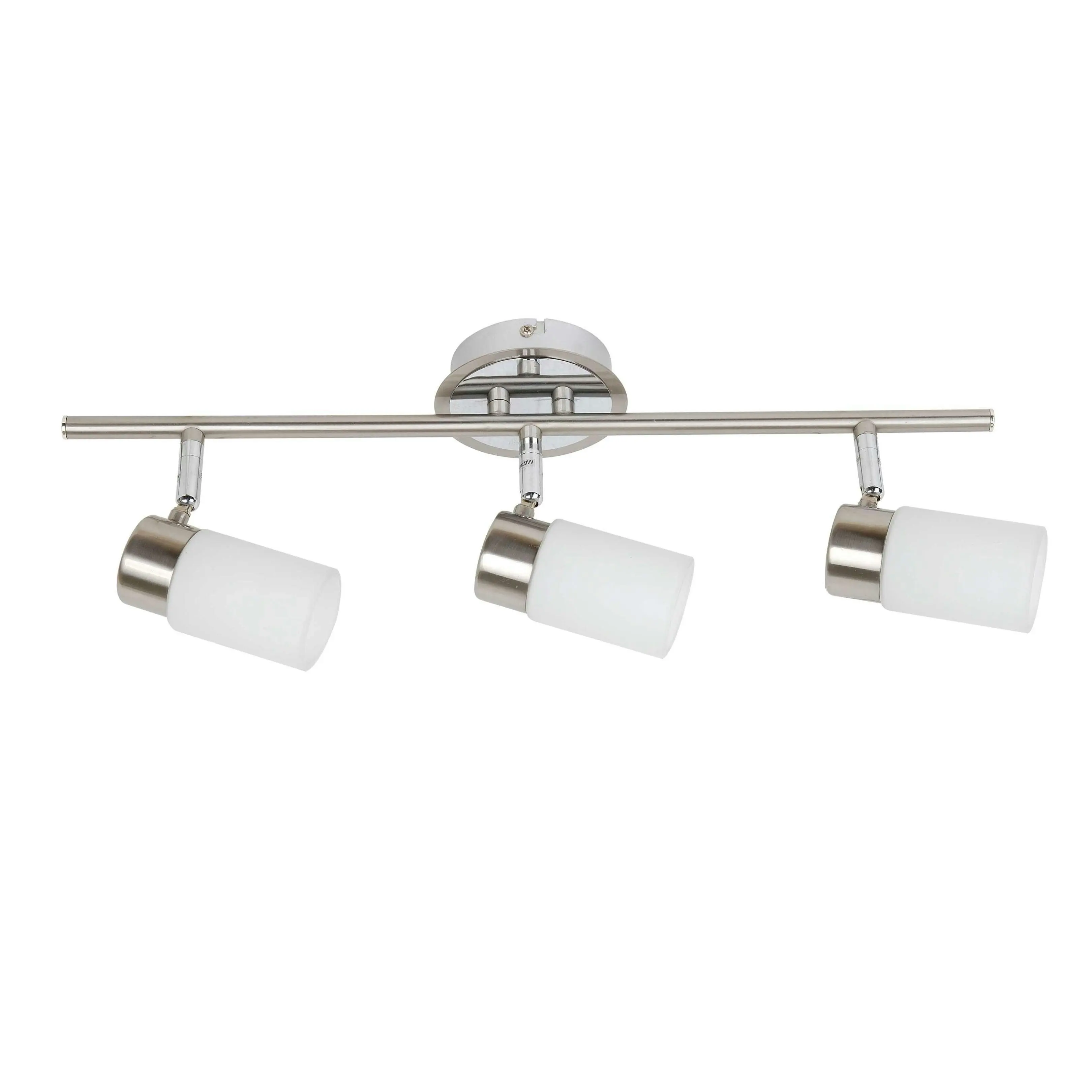 NORDIC 3 Light Bar Brushed Chrome / White Glass Spotlight