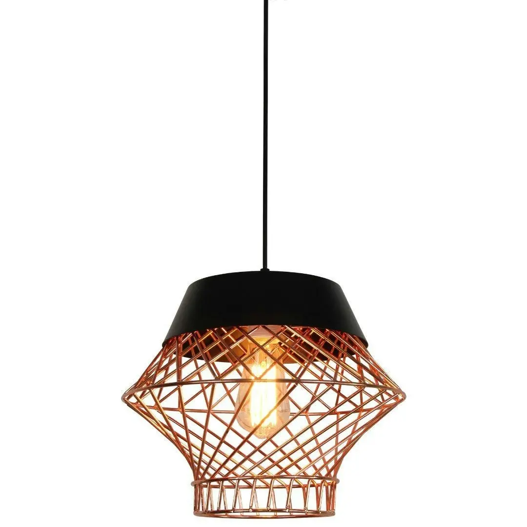 BALI Wire Metal Pendant Light - Small, 1 Light in Rose Gold