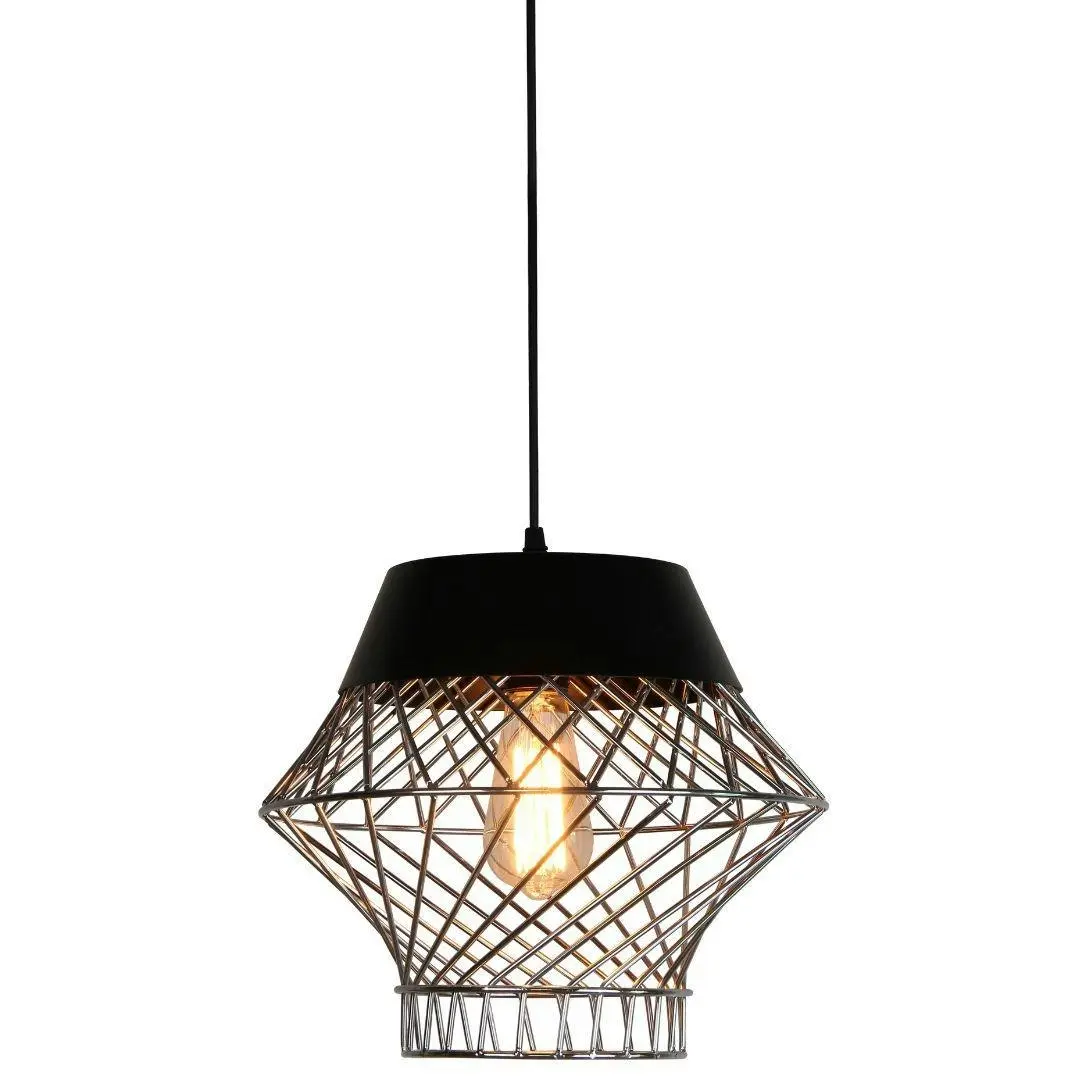 BALI Wire Metal Pendant Light - Small, 1 Light in Chrome