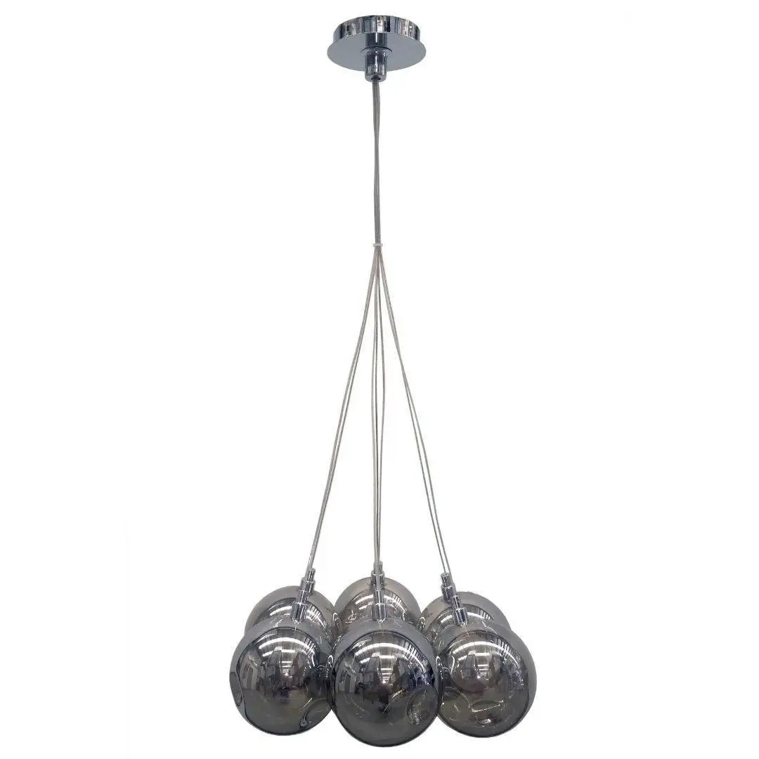 BOCCI - Replica Modern Glass Pendants - 7 Light Cluster - Grey Chrome