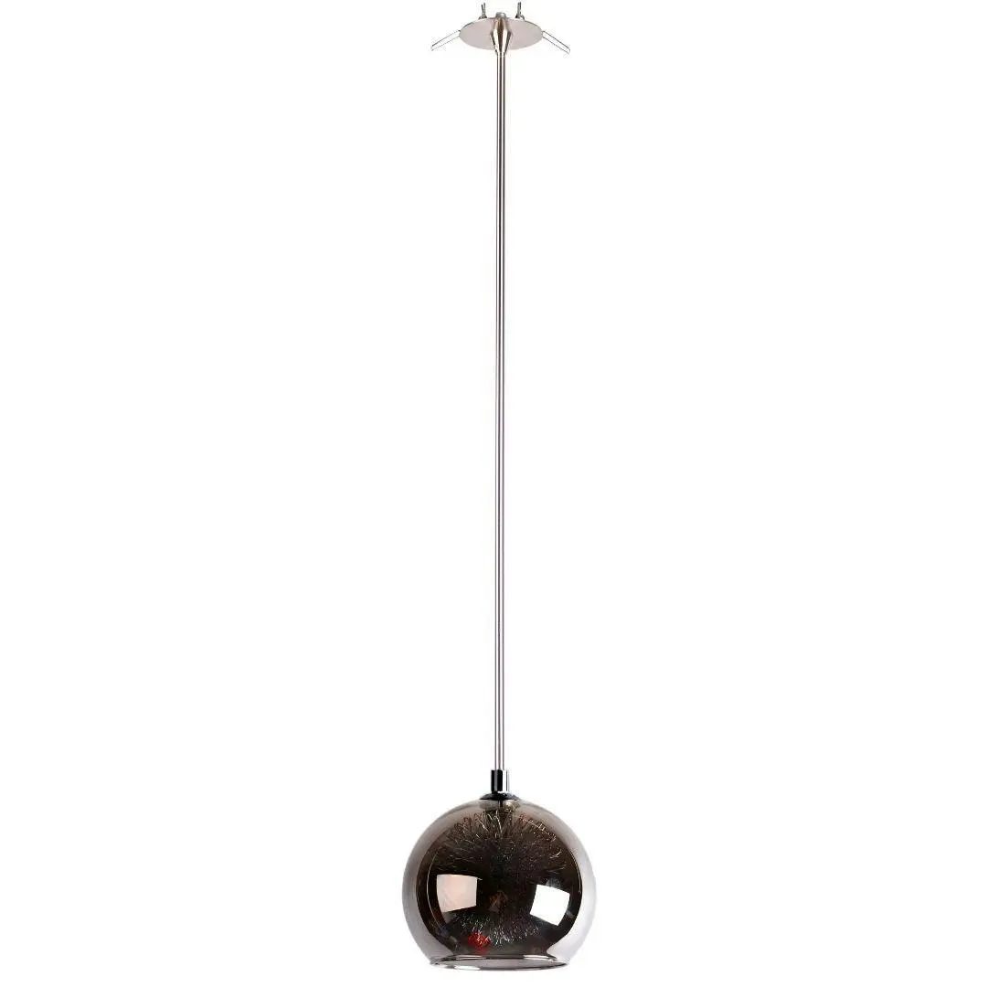 METEOR - Glass Pendant Range - Grey / Chrome - Rod