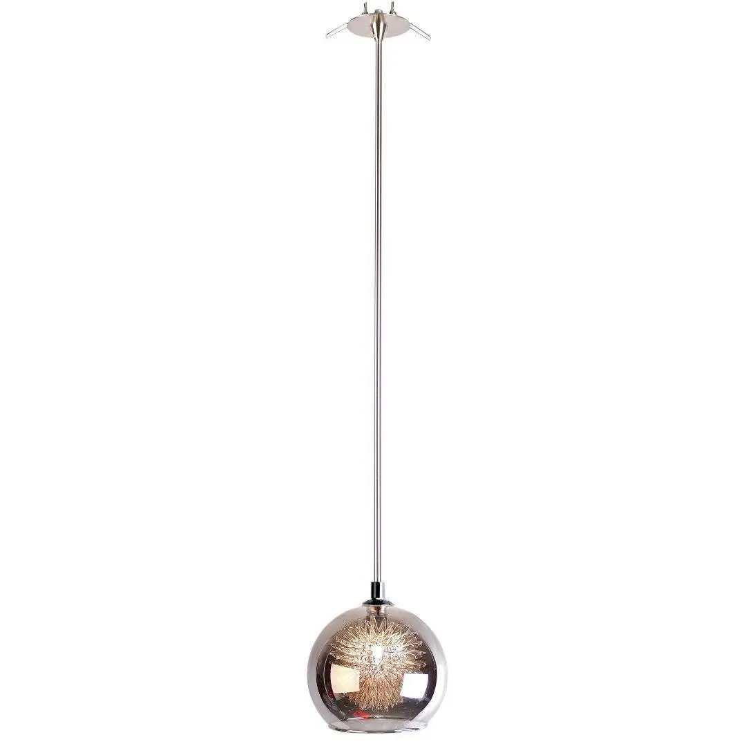 METEOR - Glass Pendant Range - Grey / Chrome - Rod