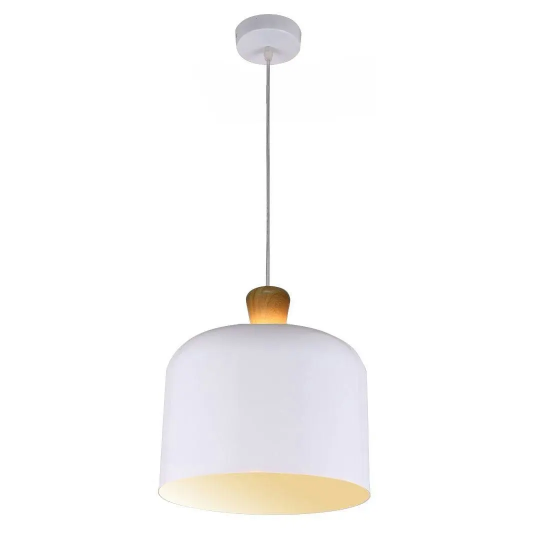 PORTO - Open Top Oak - Metal Shade Pendant - White CLEARANCE OVER 50% OFF