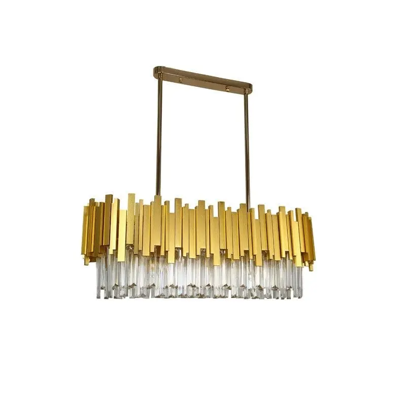 Regina Satin Brass Crystal Pendants - 80cm Long Satin Brass Chandelier ** New Arrival **