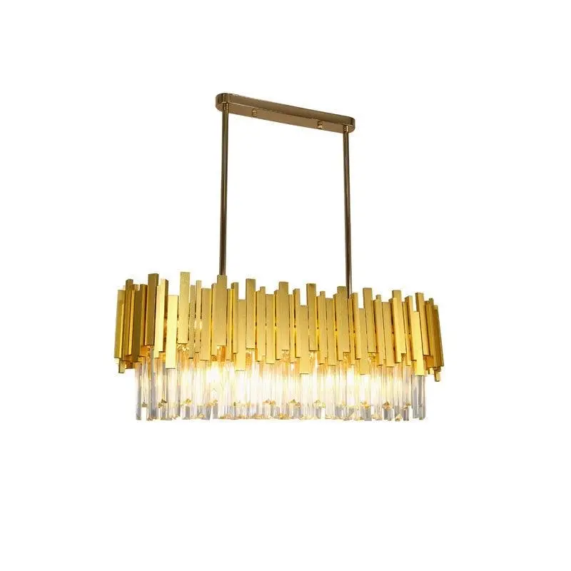 Regina Satin Brass Crystal Pendants - 80cm Long Satin Brass Chandelier ** New Arrival **