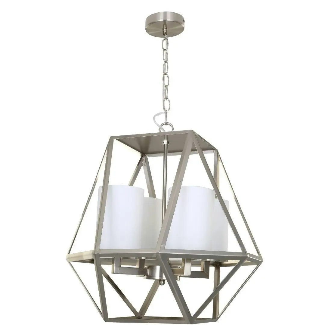 IPSWICH - Vintage Look 4 Light Pendant Satin Chrome Replica