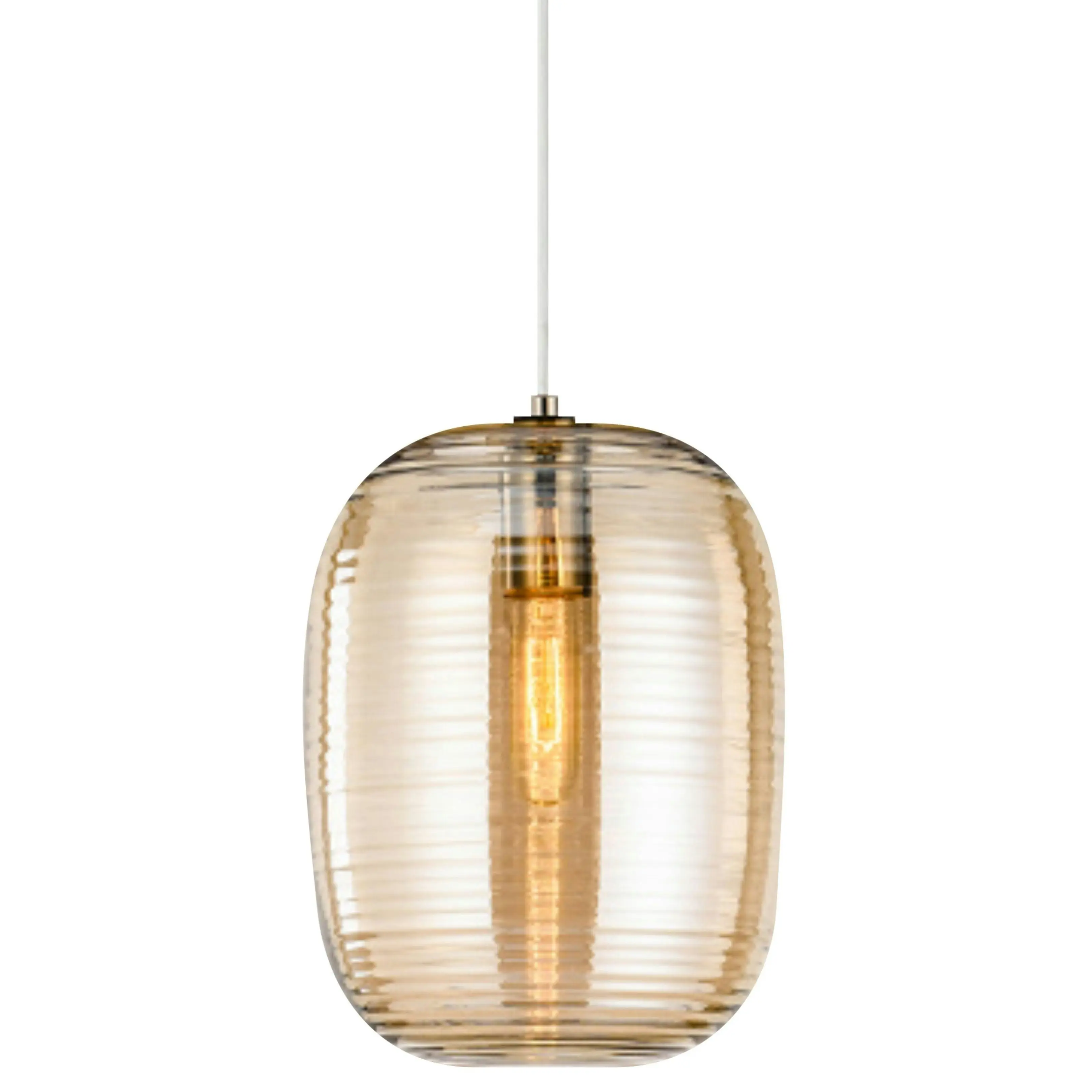 Barilla 1 Light Amber Fluted Glass Pendant