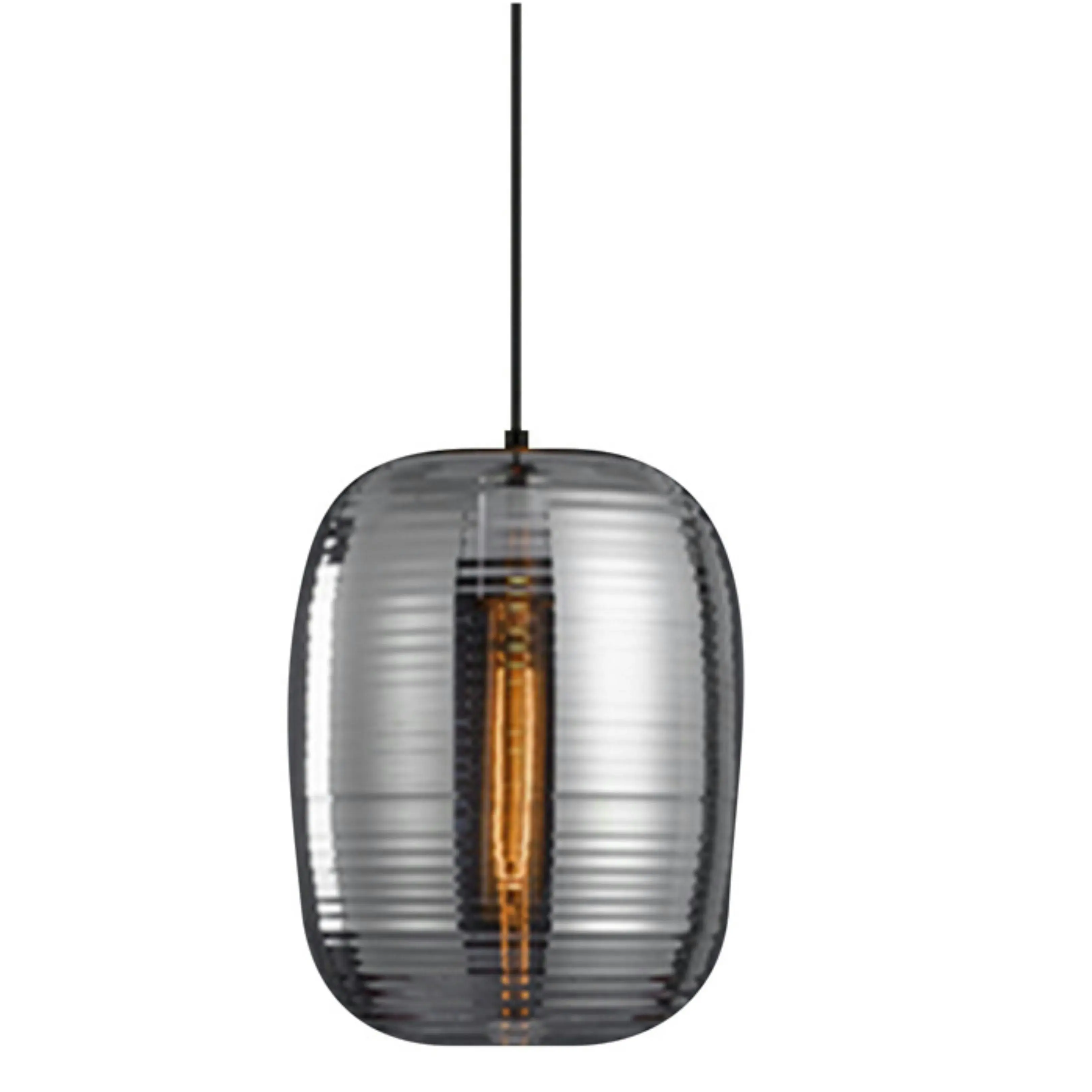 Barilla Grey Chrome 1 Light Fluted Glass Pendant Lighting