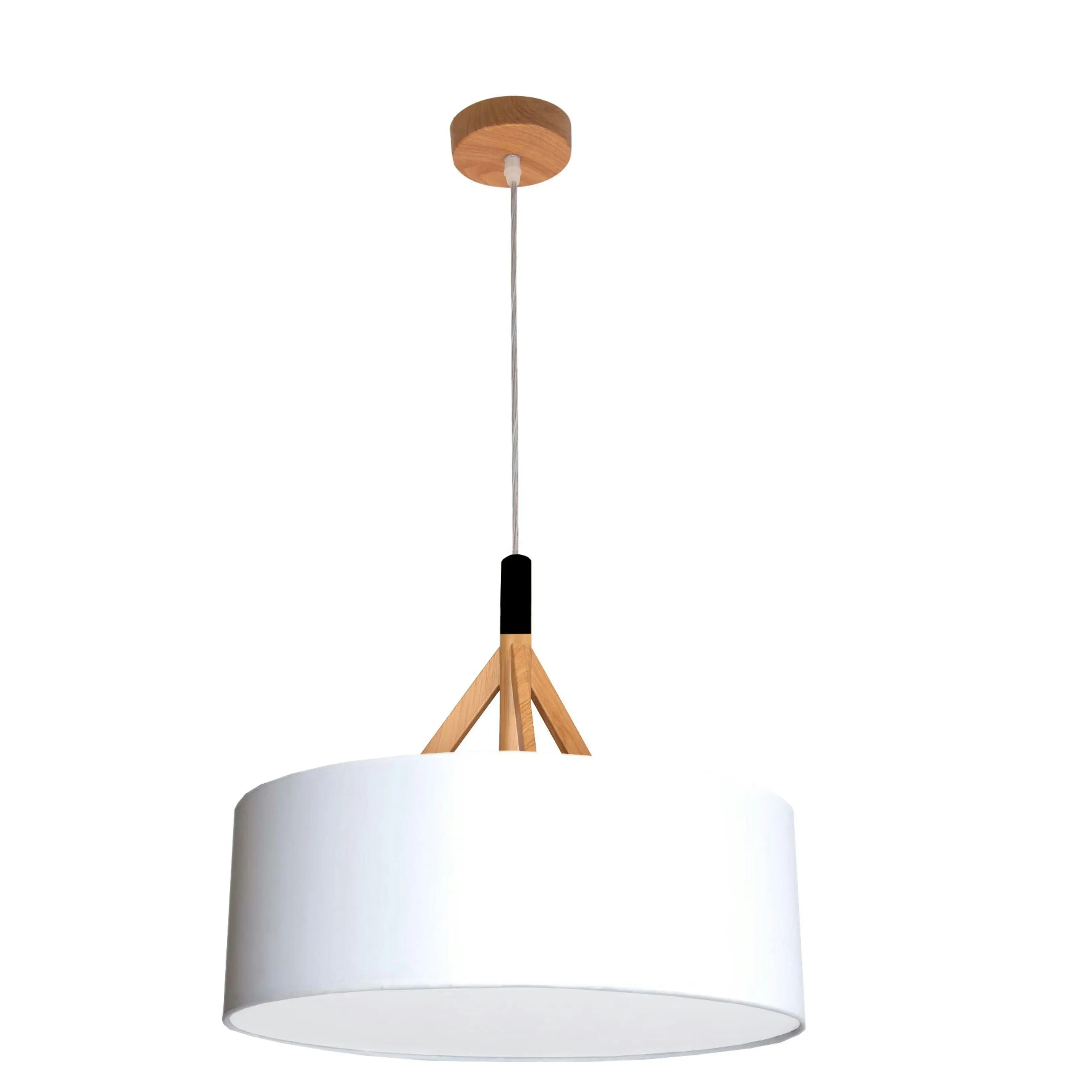 Annex 40cm 2 Light White Fabric Drum Pendant