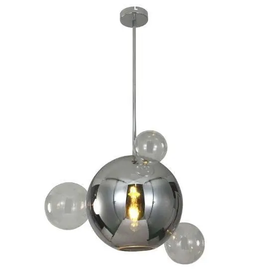 PLANET - Vintage Industrial Glass Pendants - Replica Jeremy Pyles - Grey/Chrome CLEARANCE OVER 50% OFF