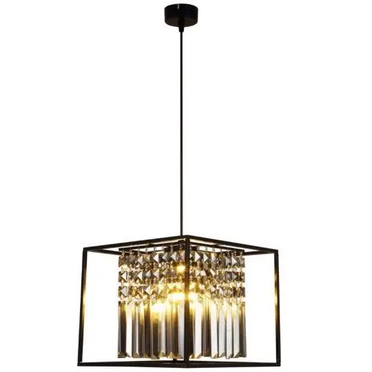 Tael Crystal Pendants -  Matt Black - 3 Light - Large