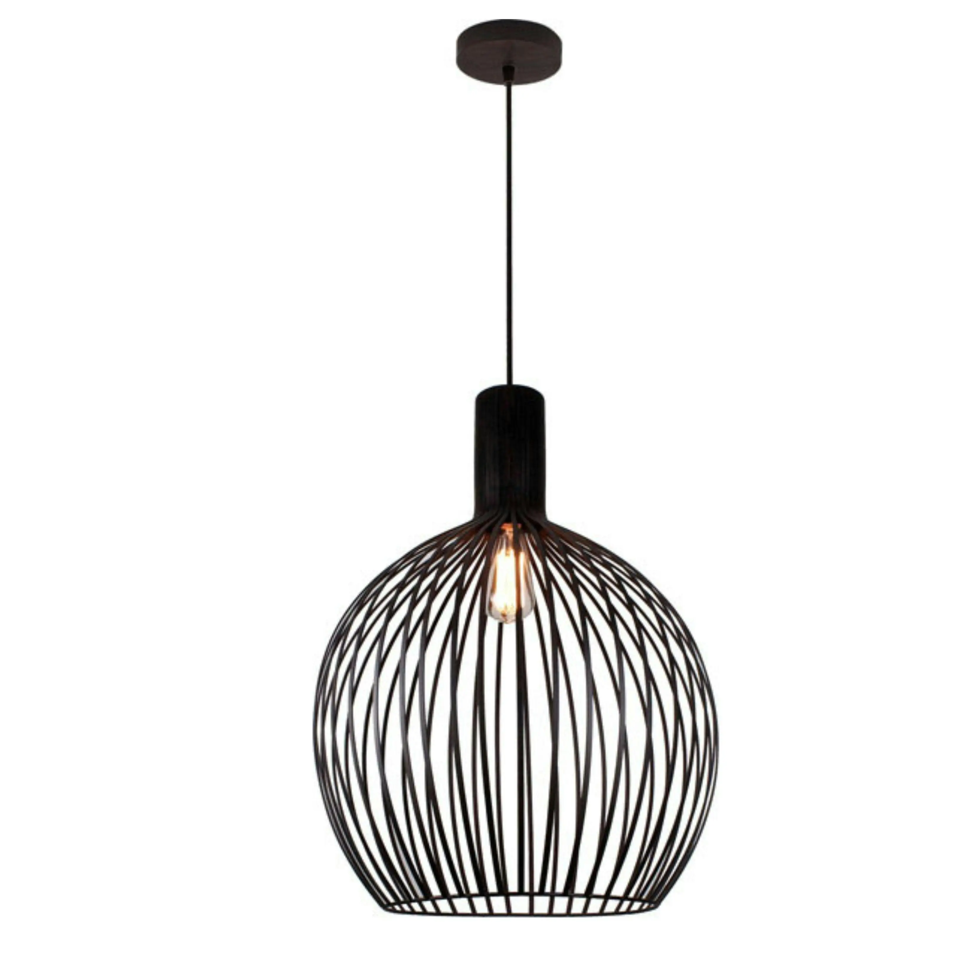 Gabbia 1 Light Dark Timber Look 45cm Pendant - New Arrival