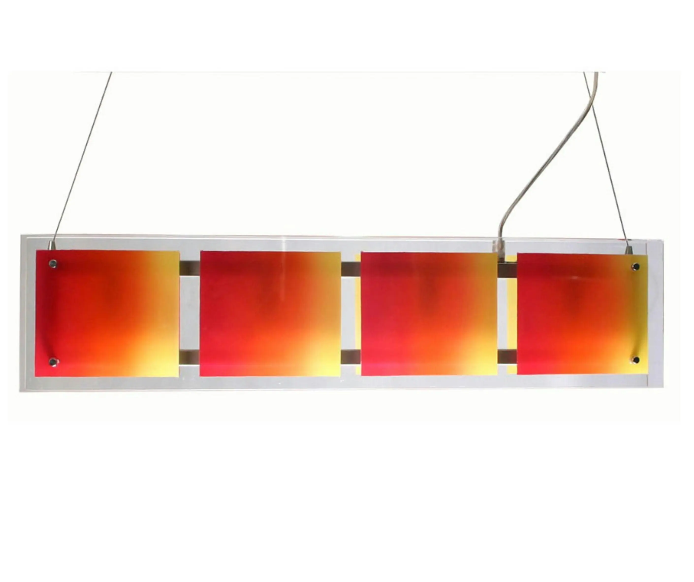 PANEL 4 Light Halogen Rectangle Coloured Glass Pendant CLEARANCE