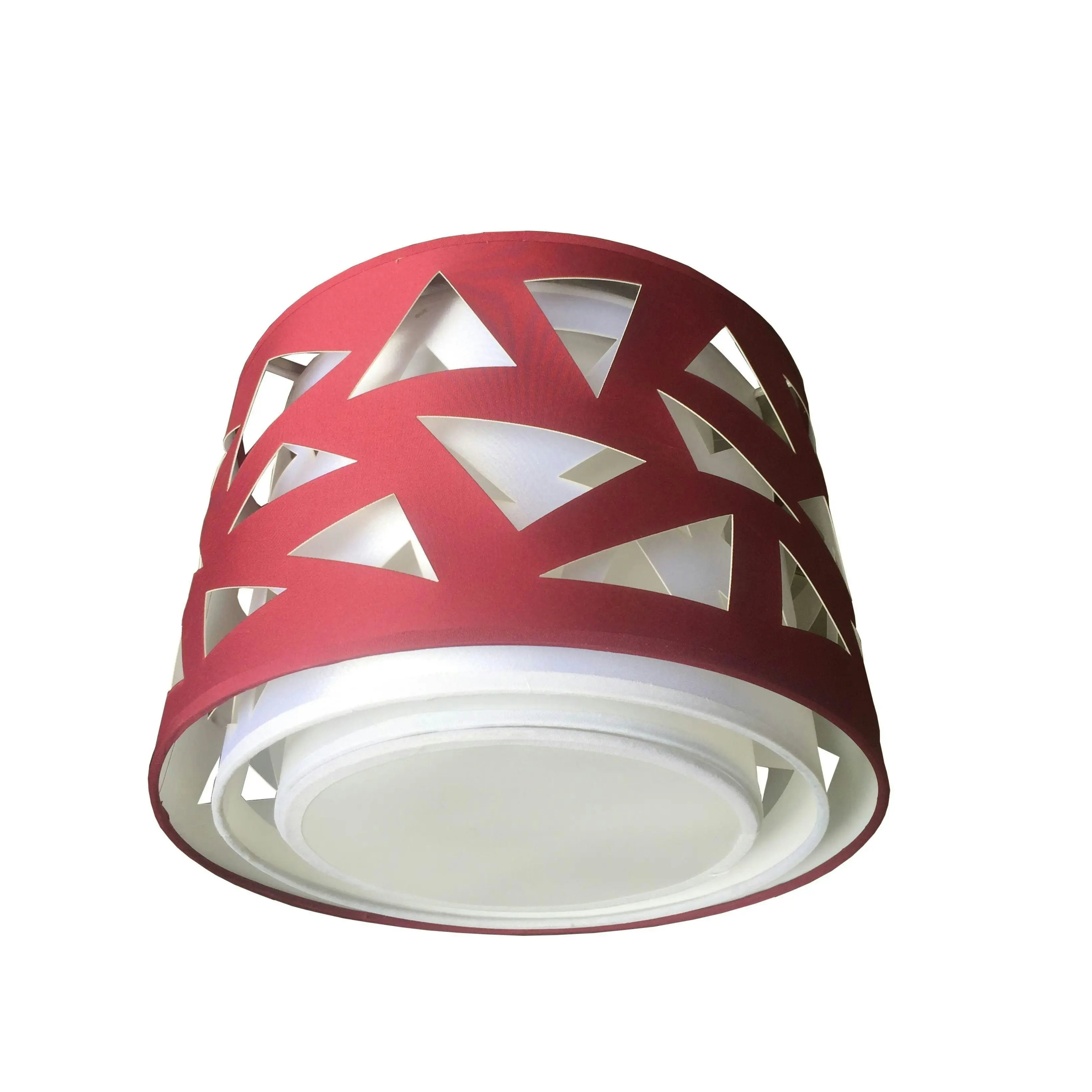 ALDO 30cm DIY Plum Red Cut Fabric Drum shade pendant CLEARANCE