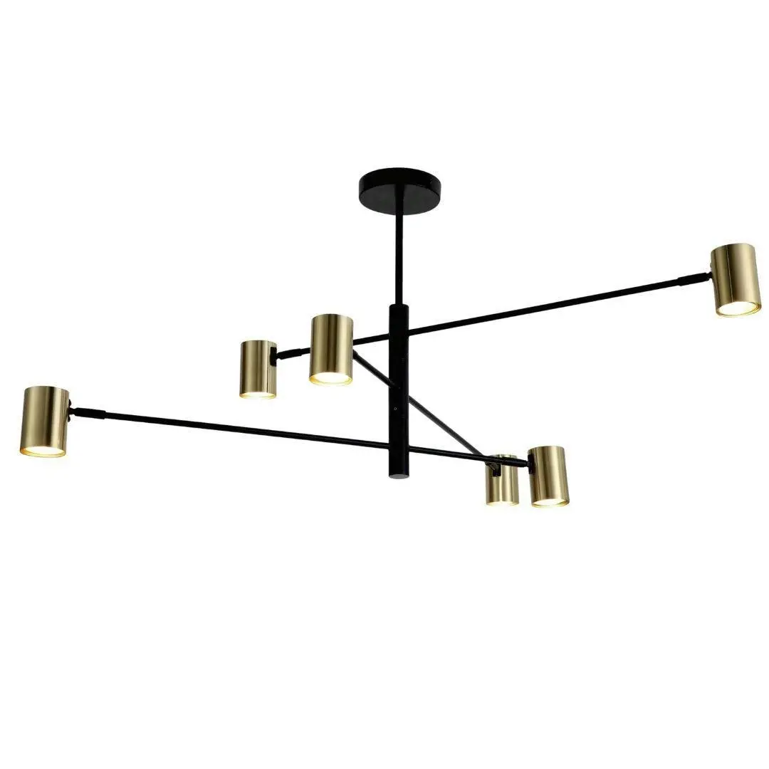 PELO Matte Black and Satin Brass Pendant Light - 6 Light ** New Arrival **