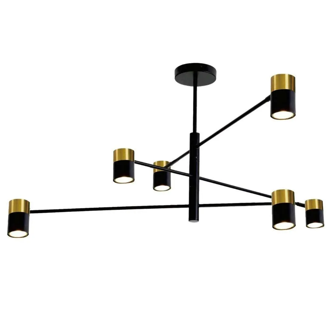 RAGGIO Matte Black and Satin Brass Pendant Light - 6 Light ** New Arrival **