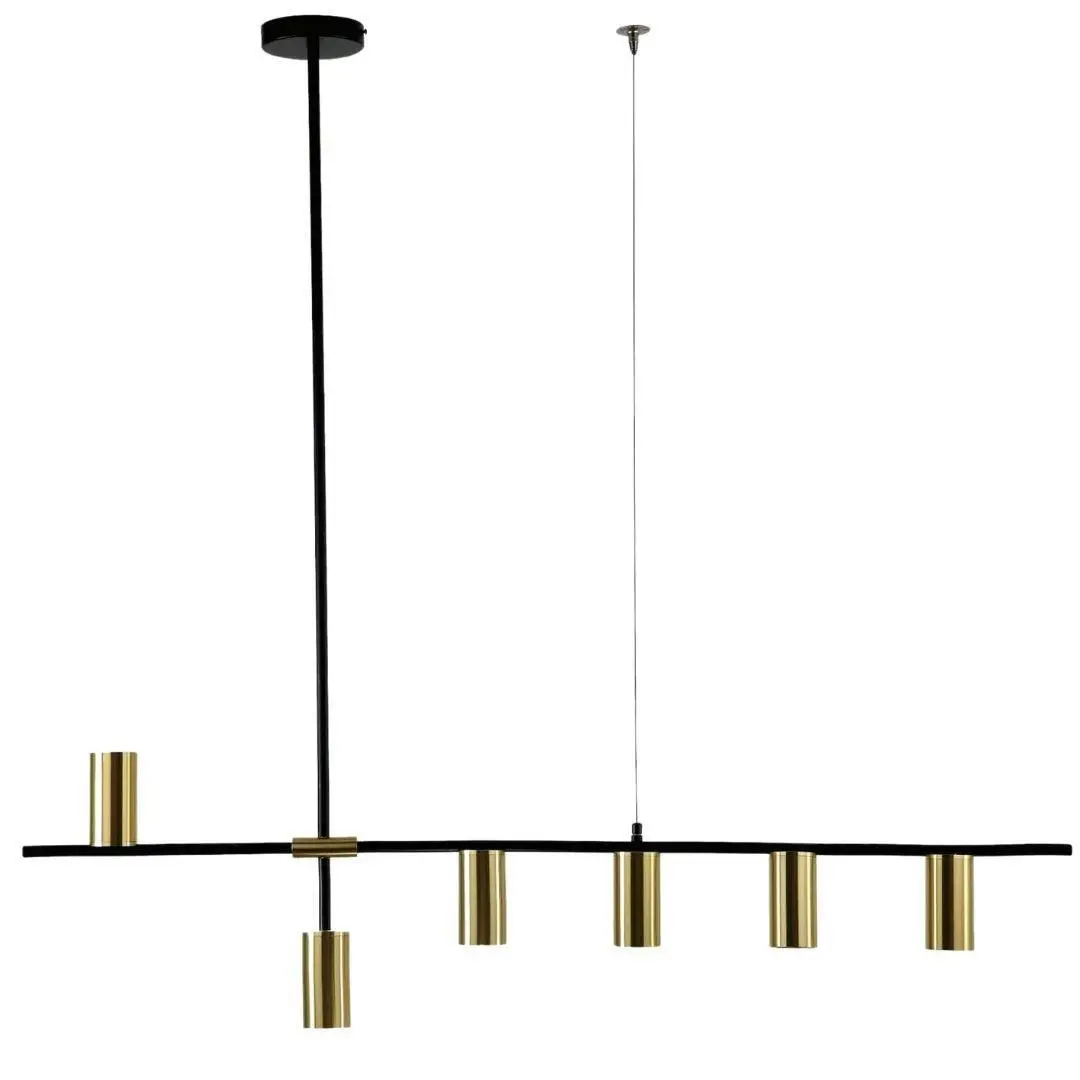 DRITTO Matte Black and Satin Brass Pendant Light - 6 Light ** New Arrival **