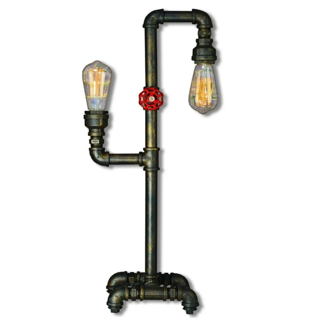 PIPE - Industrial - Steampunk - Man Cave - 2 Light Up/Down Table Lamp