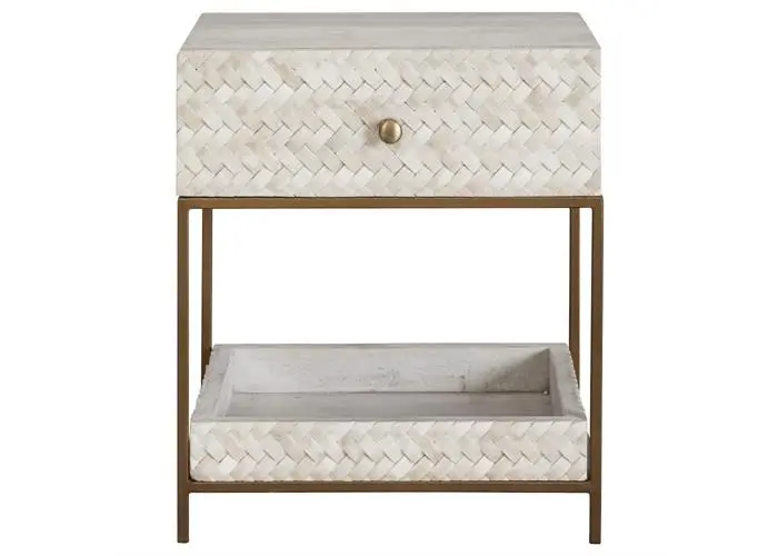 Zohi Interiors Herringbone Bone Bedside Table