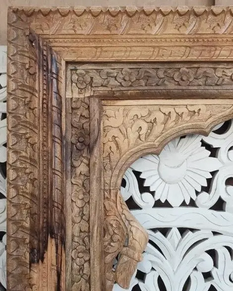 Zohi Interiors Carved Indian Full Length Jarokha Mirror