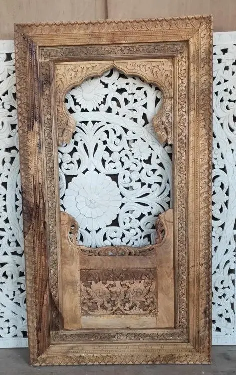 Zohi Interiors Carved Indian Full Length Jarokha Mirror