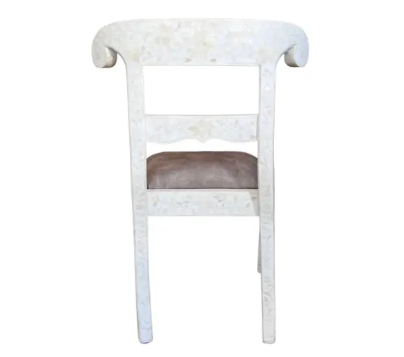 Zohi Interiors Bone Inlay Chair in White