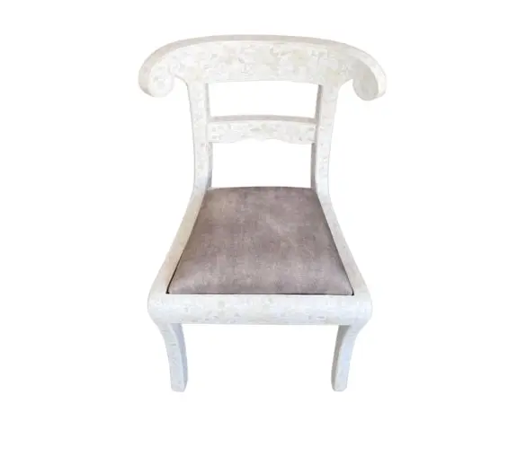 Zohi Interiors Bone Inlay Chair in White