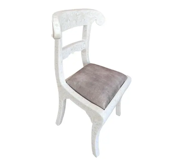 Zohi Interiors Bone Inlay Chair in White