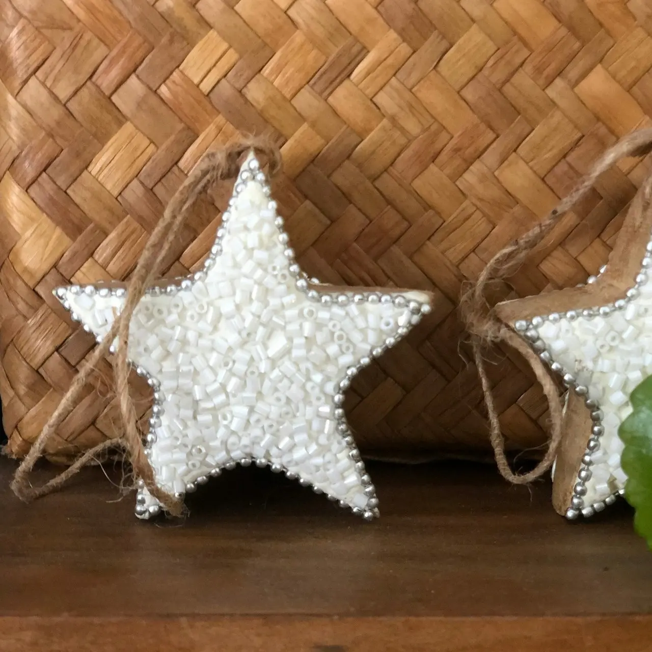 Club Santorini Beaded Timber Star - Hanging Decor