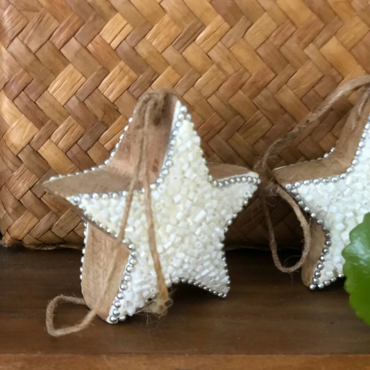 Club Santorini Beaded Timber Star - Hanging Decor