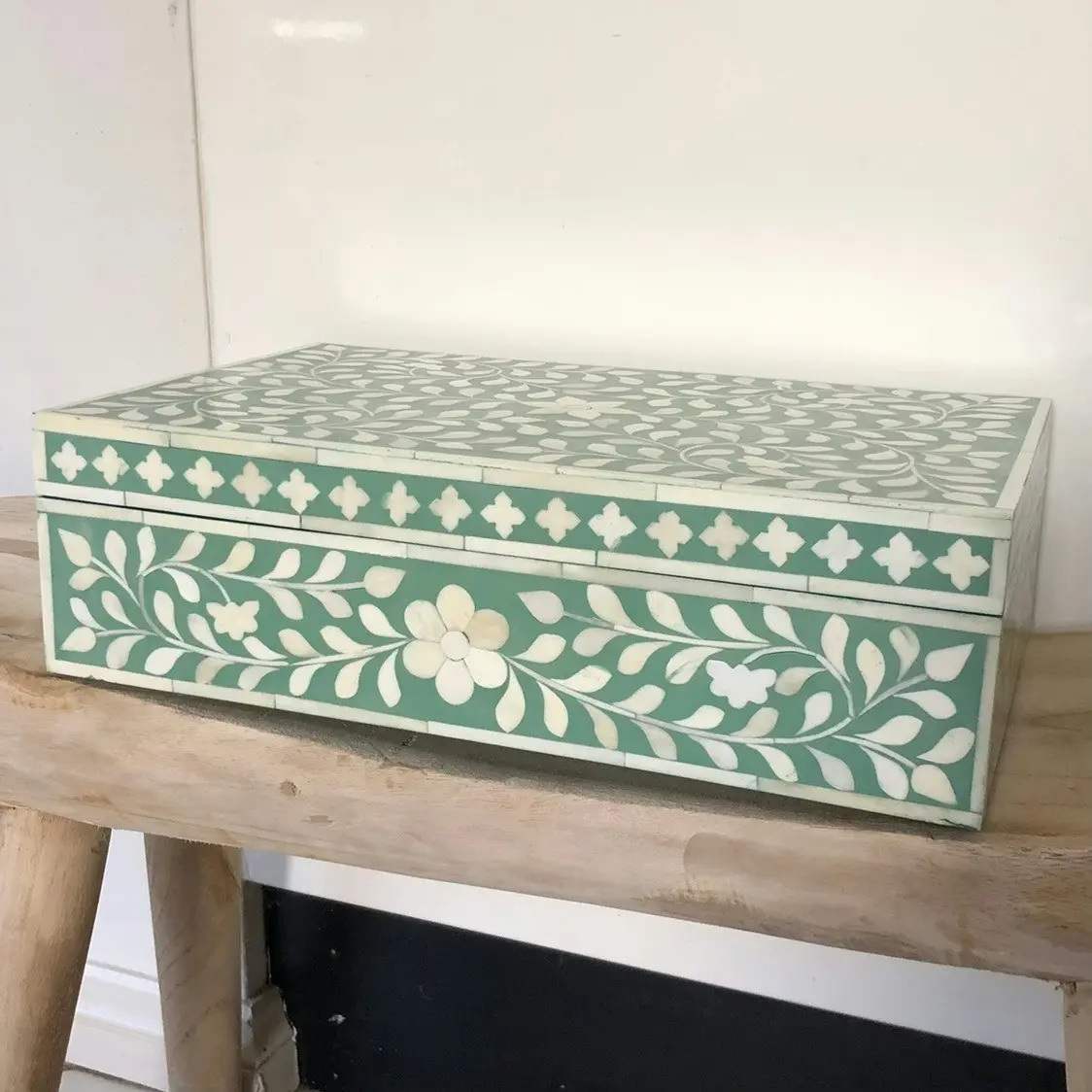 Zohi Interiors Zohi Interiors Signature Collection : Bone Inlay Large Box in Floral/Sage