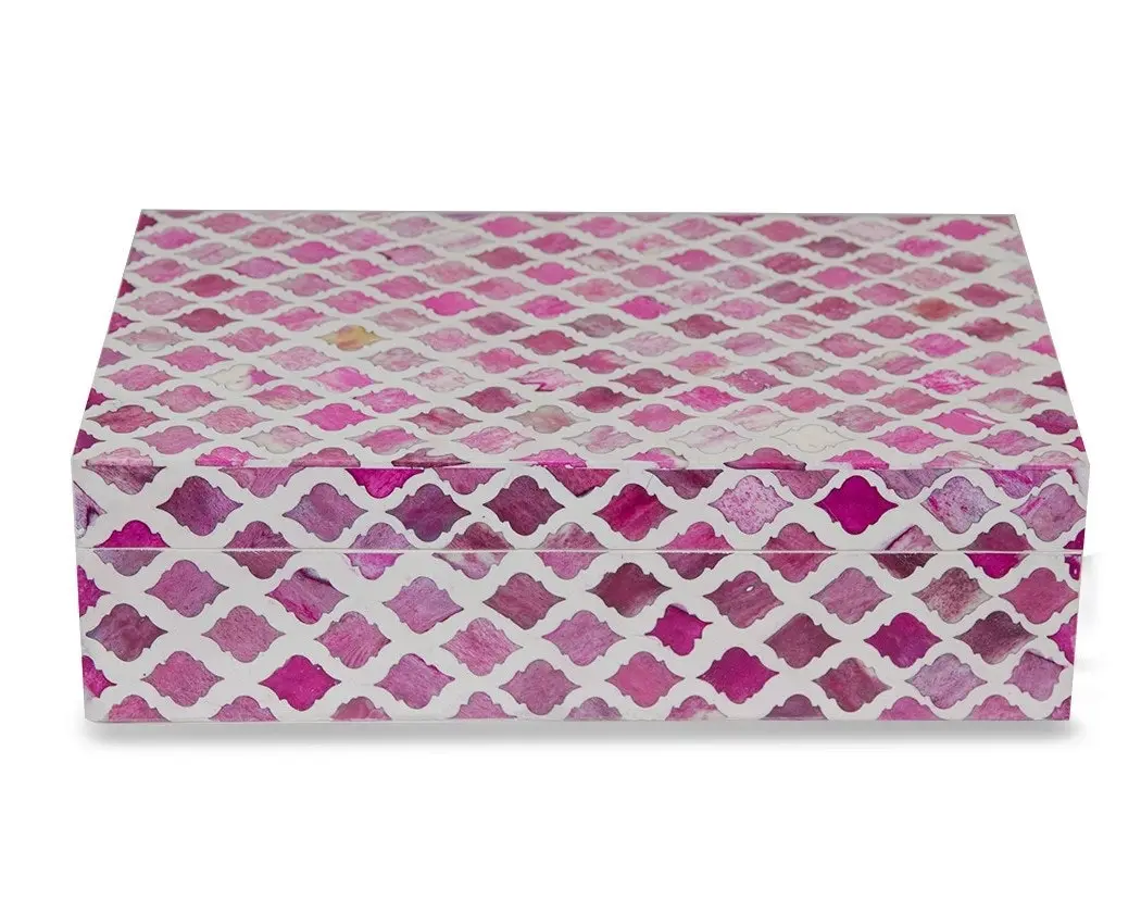 Zohi Interiors Zohi Interiors Signature Collection : Bone Inlay Large Box in Marrakech/Raspberry