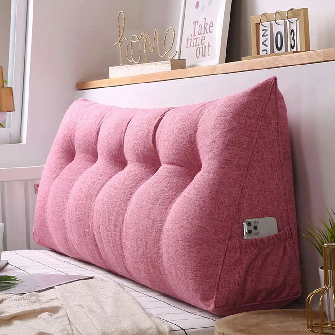 Soga 100cm Pink Triangular Wedge Bed Pillow Headboard Backrest Bedside Tatami Cushion Home Decor