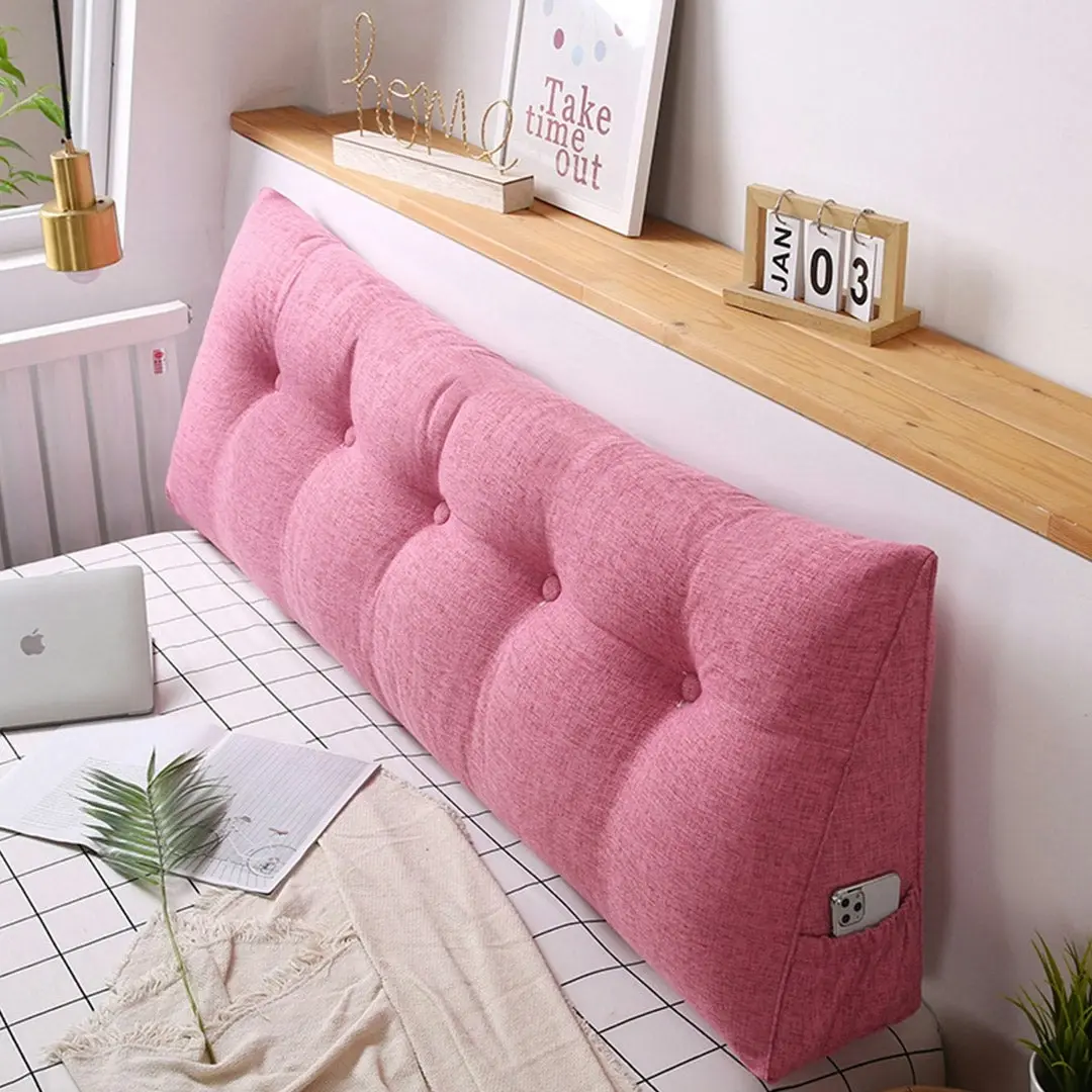 Soga 100cm Pink Triangular Wedge Bed Pillow Headboard Backrest Bedside Tatami Cushion Home Decor