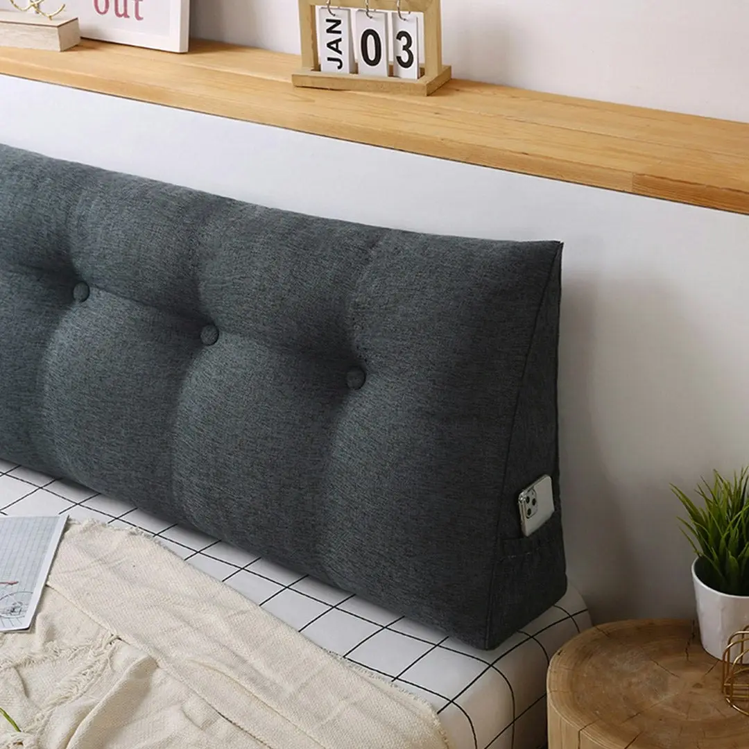 Soga 120cm Dark Grey Triangular Wedge Bed Pillow Headboard Backrest Bedside Tatami Cushion Home Decor